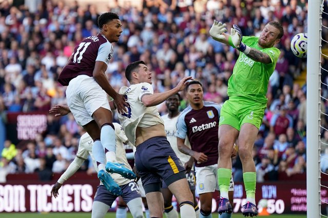 Aston Villa's Ollie Watkins (left) scores his sides first goal during the Premier League match Villa Park, Birmingham, UK on Saturday September 14, 2024. (Photo by Jacob King/PA Wire)