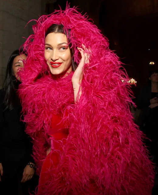 Bella Hadid prepares backstage at TRESemme x Oscar de la Renta during NYFW on February 10, 2020 in New York City. (Photo by Astrid Stawiarz/Getty Images for TRESemme)