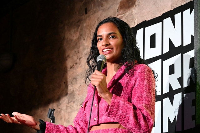 Actress Abby Govindan speaks in this undated handout picture, in Edinburgh, Scotland, Britain on August 8, 2025. (Photo by Philip Romano/Handout via Reutes)
