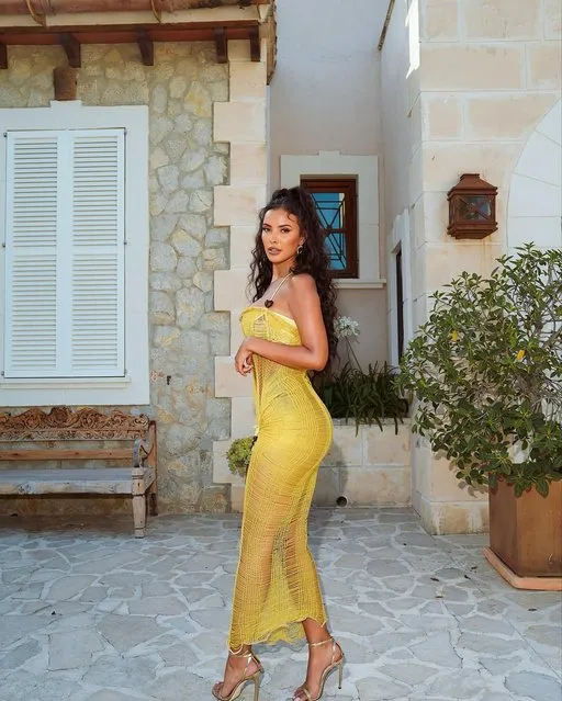 Maya wows in the yellow gold dress. (Photo by Instagram)
