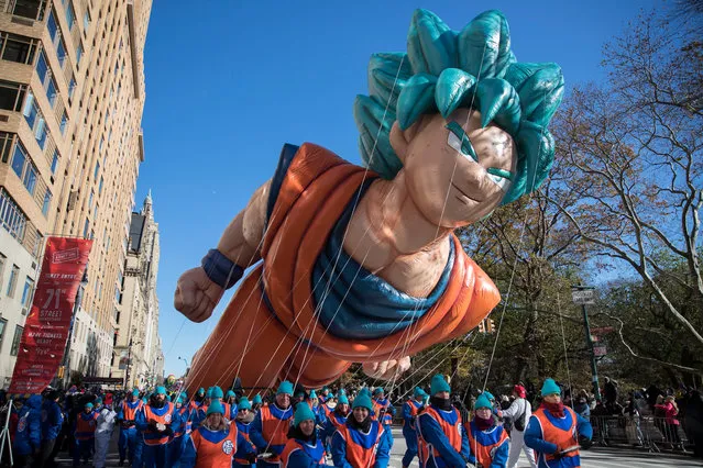 Goku takes flight during the parade for the first time in New York on November 22, 2018. (Photo by Erik Thomas/NY Post)