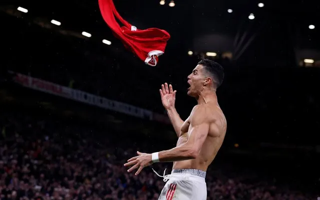 Manchester United's Cristiano Ronaldo celebrates scoring their second goal against Villarreal in Manchester, Britain, September 29, 2021. (Photo by Phil Noble/Reuters)