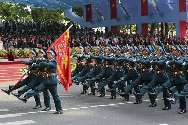 Vietnamese Air Force takes part in a parade celebrating the 40th anniversary of the end of the Vietnam War which is also remembered as the fall of Saigon, in Ho Chi Minh City, Vietnam, Thursday, April 30, 2015. (Photo by Na Son Nguyen/AP Photo)