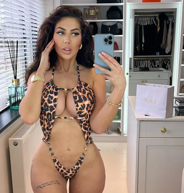 English television personality Chloe Ferry dazzled her Instagram fans as she posed in a cut-out swimsuit. Chloe posed in her dressing room at her Newcastle mansion in the second decade of March 2024. (Photo by Instagram)