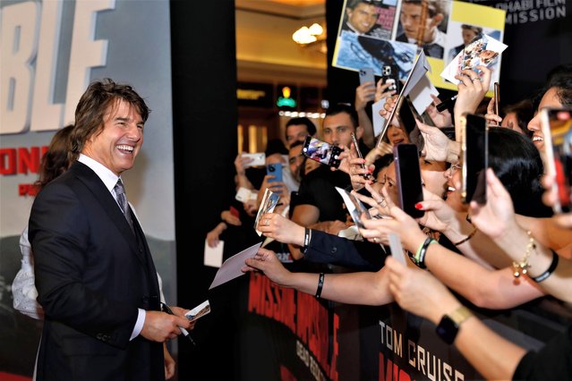 American actor Tom Cruise attends the Abu Dhabi Red Carpet and Premiere of “Mission: Impossible – Dead Reckoning Part One” presented by Paramount Pictures and Skydance at Emirates Palace Hotel on June 26, 2023, in Abu Dhabi, United Arab Emirates. (Photo by Darren Arthur/Getty Images for Paramount Pictures)