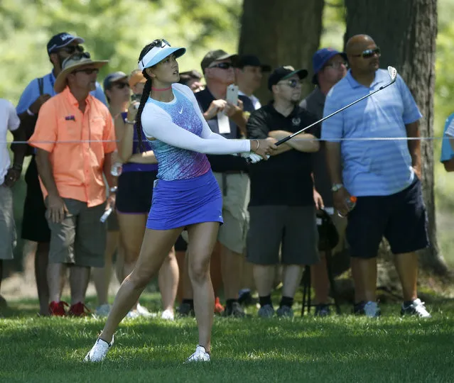 Michelle Wie watches her approach shot on the sixth fairway during the final round of the Women's PGA Championship golf tournament at Olympia Fields Country Club, Sunday, July 2, 2017, in Olympia Fields, Ill. (Photo by Charles Rex Arbogast/AP Photo)