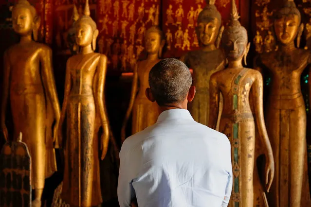 U.S. President Barack Obama visits the Wat Xieng Thong Buddhist temple, alongside his participation in the ASEAN Summit, in Luang Prabang, Laos September 7, 2016. (Photo by Jonathan Ernst/Reuters)