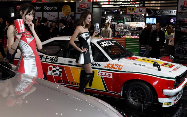 A mid-70s Toyota Tom' s Starlet KP47 touring car is seen on display at the Tom' s booth of the Tokyo Auto Salon at the Makuhari Messe in Chiba on January 12, 2018. (Photo by Toshifumi Kitamura/AFP Photo)