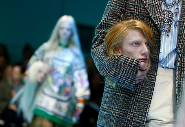 A model presents a creation from the Gucci Autumn/Winter 2018 women collection during Milan Fashion Week in Milan, Italy February 21, 2018. (Photo by Tony Gentile/Reuters)
