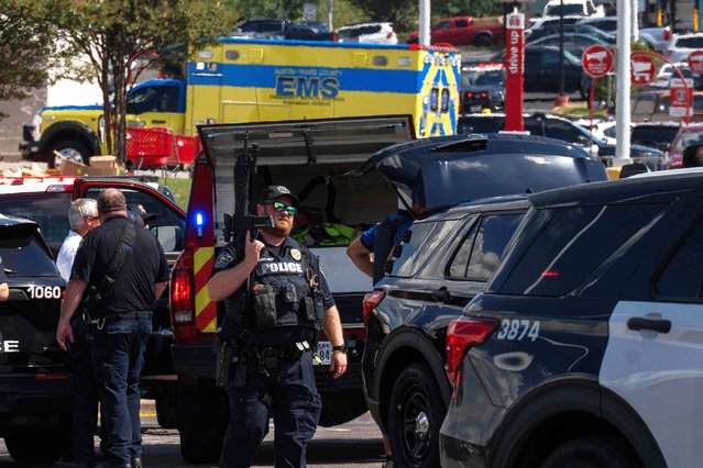 Law enforcement investigates a fatal shooting in the parking lot outside Target off Research Boulevard, in Austin, Texas, Monday, August 11, 2025. (Photo by Mikala Compton/Austin American-Statesman via AP Photo)