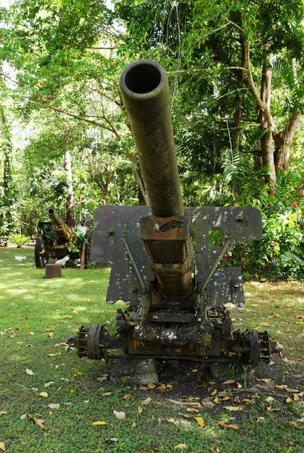A Type 96 15 cm howitzer used by Imperial Japan Army is seen on September 3, 2016 in Guadalcanal Island, Solomon Islands. (Photo by The Asahi Shimbun via Getty Images)
