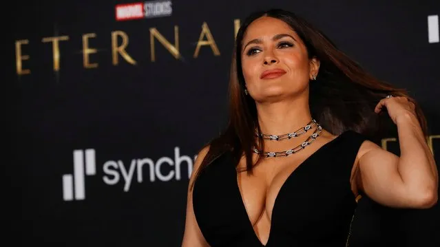 Cast member Salma Hayek poses at the premiere for the film “Eternals” in Los Angeles, California, U.S. October 18, 2021. (Photo by Mario Anzuoni/Reuters)