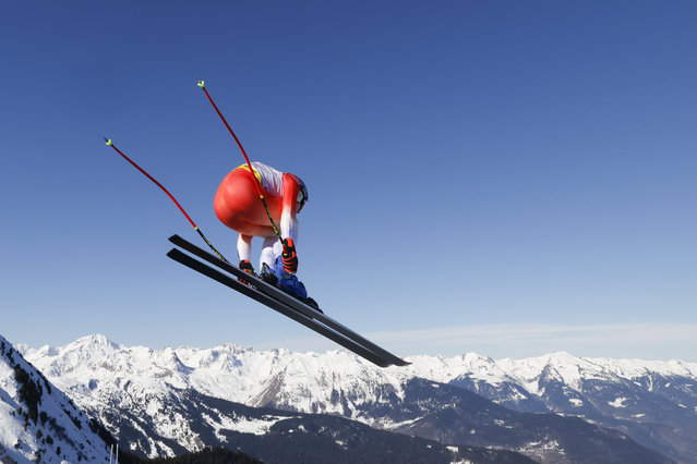 Marco Odermatt of Team Switzerland competes during the FIS Alpine World Cup Championships Men's Downhill on February 12, 2023 in Courchevel Meribel, France. (Photo by Alexis Boichard/Agence Zoom/Getty Images)