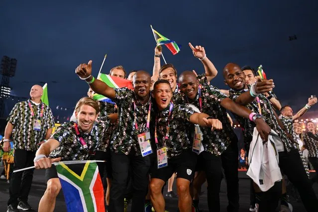Athletes of Team South Africa take part in the Opening Ceremony of the Birmingham 2022 Commonwealth Games at Alexander Stadium on July 28, 2022 on the Birmingham, England. (Photo by David Ramos/Getty Images)