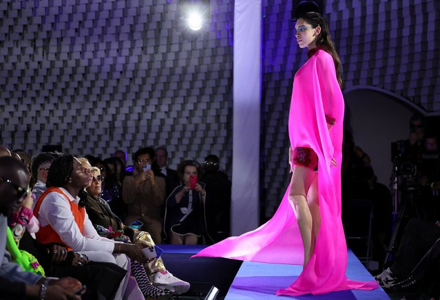 A model presents a creation by the creative studio of Pierre Cardin fashion house for their Spring/Summer 2024 Women's ready-to-wear collection show during Paris Fashion Week in Paris, France on September 25, 2023. (Photo by Stephanie Lecocq/Reuters)