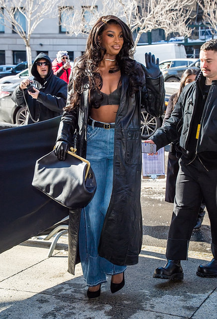 Arrivals at Coach fashion show during New York Fashion Week on February 10, 2025 in New York City. Pictured: American singer-songwriter Coco Jones. (Photo by Ouzounova/Splash News and Pictures)