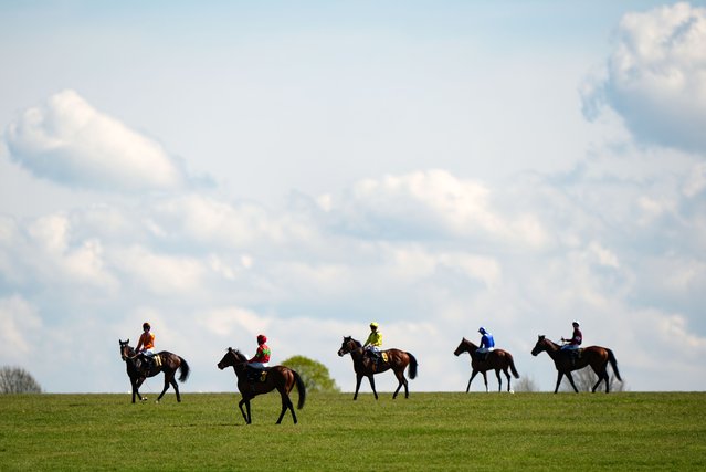 Runners and riders after the Alex Scott Maiden Stakes during day three of the Craven Meeting at Newmarket Racecourse, UK on Thursday, April 17, 2025. (Photo by Joe Giddens/PA Wire)