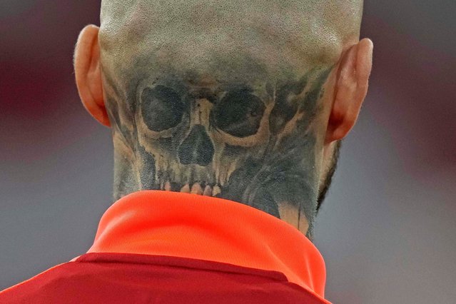 Slovan's goalkeeper Matus Macik attends a training session in Munich, Germany, Tuesday, January 28, 2025, ahead of the Champions League opening phase soccer match between FC Bayern and Slovan Bratislava on Wednesday. (Photo by Matthias Schrader/AP Photo)