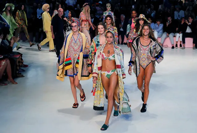 Models parade at the end of the Etro fashion show during Milan Fashion Week Spring 2019 in Milan, Italy, September 21, 2018. (Photo by Stefano Rellandini/Reuters)