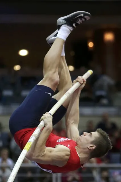 Adam Helcelet of the Czech Republic competes in the men's heptathlon pole vault event during the European Indoor Championships in Prague March 8, 2015. REUTERS/David W Cerny (CZECH REPUBLIC  - Tags: SPORT ATHLETICS)  