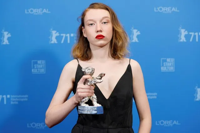 Lilla Kizlinger, winner of the Silver Bear for Best Supporting Performance, poses at the 71st Berlinale International Film Festival in Berlin, Germany June 13, 2021. (Photo by Axel Schmidt/Pool via Reuters)