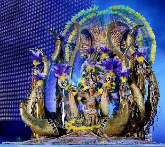 Nominee for Queen of the 2013 Santa Cruz carnival Jennifer Alonso performs on February 26, 2014 in Santa Cruz de Tenerife on the Canary island of Tenerife, Spain. (Photo by Pablo Blazquez Dominguez/Getty Images)