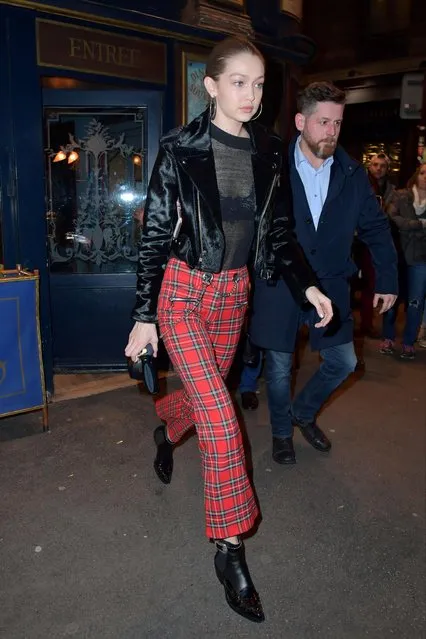 Model Gigi Hadid arrives to attend the “V Magazine” dinner at Laperouse restaurant on March 7, 2017 in Paris, France. (Photo by Splash News and Pictures)