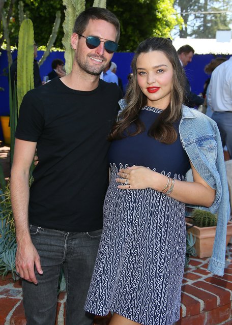 Evan Spiegel and Miranda Kerr attend France's National Day Reception at La Residence de France on July 14, 2019 in Beverly Hills, California. (Photo by J.B. Lacroix/Getty Images)