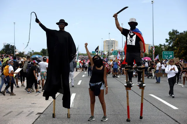 Thousand of Puerto Ricans participate in the second march demanding the resignation of Governor Ricardo Rossello in San Juan, Puerto Rico, 22 July 2019. Puerto Ricans protest for the tenth consecutive day demanding the resignation of Governor Ricardo Rossello. A day earlier Rossello announced that he will step down as his party president and that he will not seek 2020 reelection, as well as accepting the impeachment process brought up by legislators. (Photo by Thais Llorca/EPA/EFE)