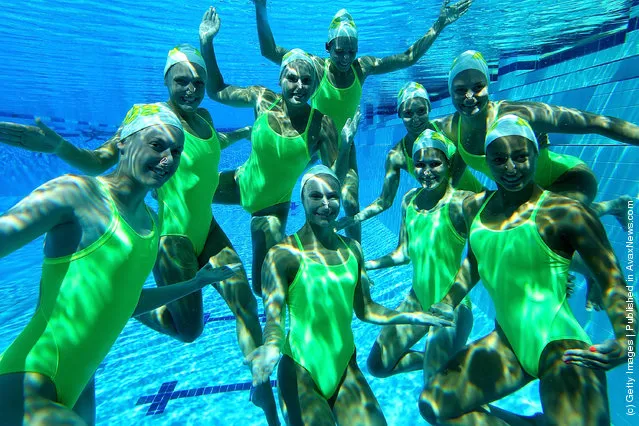 The Australian 2012 Olympic Games Synchronised Swimming team pose for a photograph at the Gold Coast Aquatic Centre