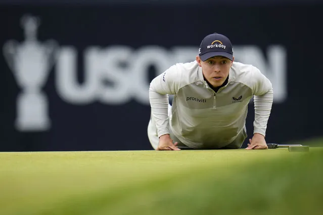 Matthew Fitzpatrick, of England, lines up a putt on the sixth hole during the final round of the U.S. Open golf tournament at The Country Club, Sunday, June 19, 2022, in Brookline, Mass. (Photo by Julio Cortez/AP Photo)
