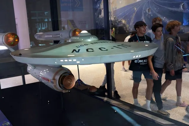 The studio model of Starship “Enterprise” from Star Trek is on display at The Smithsonian National Air and Space Museum on its reopening on October 14, 2022 in Washington, DC. (Photo by Alex Wong/Getty Images)