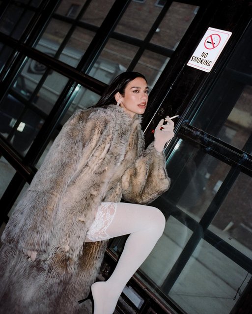 Dua Lipa rocks a fur and some stockings in the second decade of March 2025. (Photo by dualipa/instagram)