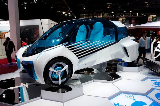 The Toyota FCV Plus fuel cell concept car is displayed on media day at the Paris auto show, in Paris, France, September 29, 2016. (Photo by Benoit Tessier/Reuters)