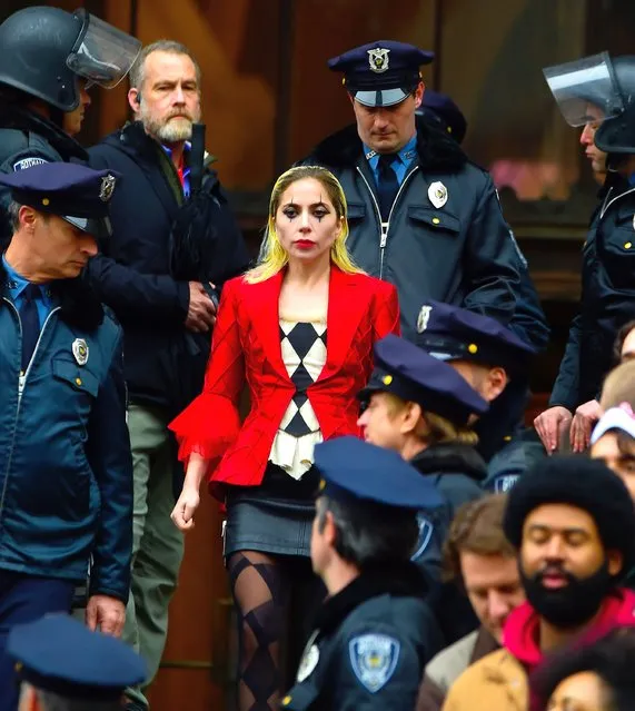 American singer-songwriter Lady Gaga on location for the first day of filming “Joker: Foie a Deux” on March 25, 2023 in New York City. (Photo by Raymond Hall/GC Images)