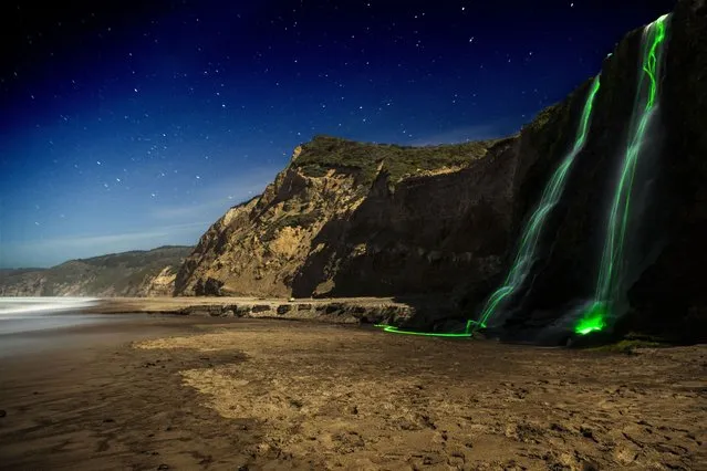 Picturesque waterfalls transformed into rainbows of colour. (Photo by Sean Lenz/Kristoffer Abildgaard)