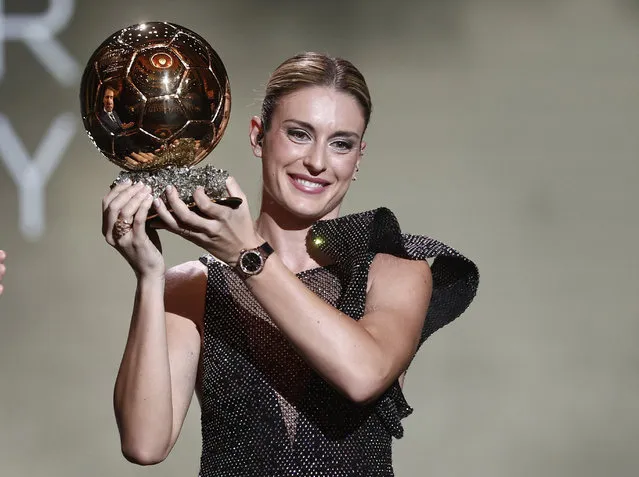 Barcelona's Alexia Putellas celebrates after winning the women's Ballon d'Or during the 66th Ballon d'Or ceremony at Theatre du Chatelet in Paris, France on Monday, October 17, 2022. (Photo by Benoit Tessier/Reuters)