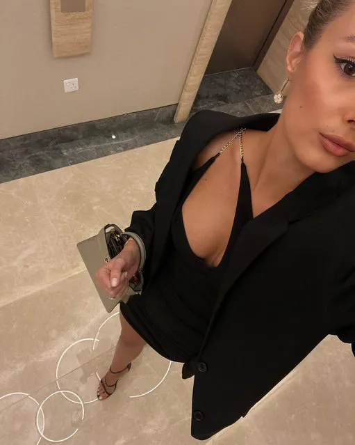 Hungarian model Viktoria Varga stunned in a black dress early January 2024. The social media star visited Dubai on holiday. (Photo by vikyvarga/Instagram)