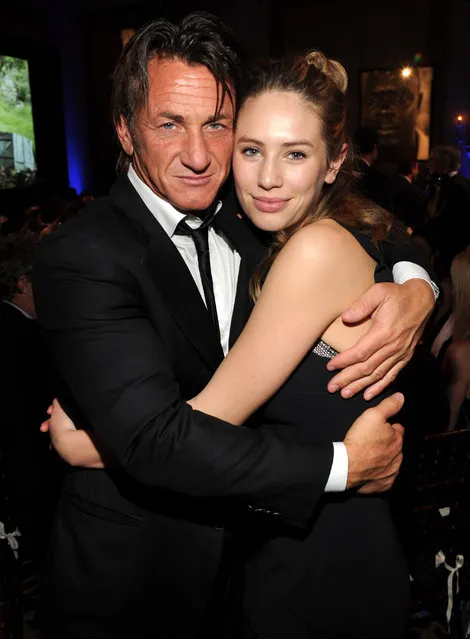 Sean Penn and Dylan Penn attend the 3rd annual Sean Penn & Friends HELP HAITI HOME Gala benefiting J/P HRO presented by Giorgio Armani at Montage Beverly Hills on January 11, 2014 in Beverly Hills, California.  (Photo by Kevin Mazur/Getty Images for J/P Haitian Relief Organization)