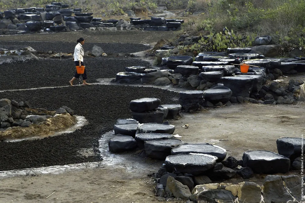 Villagers Evaporate Brine At Ancient Salt Fields