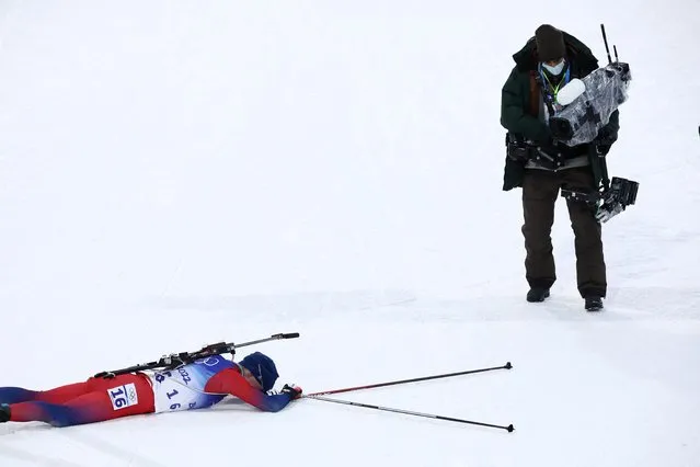 Johannes Thingnes Boe of Team Norway reacts after competing during Men's Biathlon 10km Sprint at National Biathlon Centre on day 8 of 2022 Beijing Winter Olympics on February 12, 2022 in Zhangjiakou, China. (Photo by Kim Hong-Ji/Reuters)