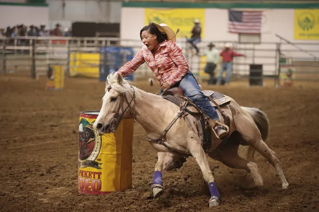 Danesha Henderson participates in the barrel race competition at the Bill Pickett Invitational Rodeo on April 1, 2017 in Memphis, Tennessee. (Photo by Scott Olson/Getty Images)