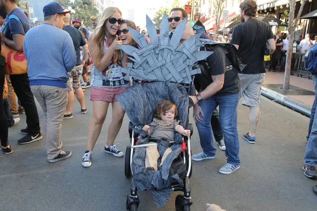 A costumed fan is seen during day 2 of Comic-Con International on July 10, 2015 in San Diego, California. (Photo by Chelsea Lauren/WireImage)