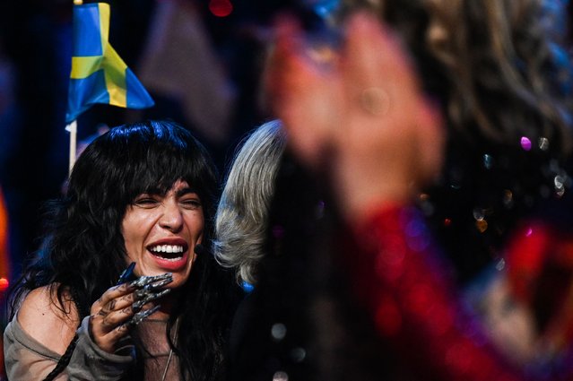 Singer Loreen performing on behalf of Sweden reacts after winning the final of the Eurovision Song contest 2023 on May 13, 2023 at the M&S Bank Arena in Liverpool, northern England. (Photo by Oli Scarff/AFP Photo)