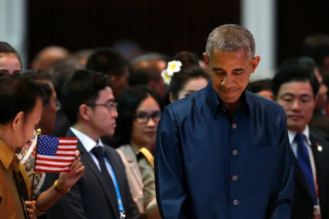 U.S. President Barack Obama takes his seat for the start of the ASEAN Summit gala dinner in Vientiane, Laos September 7, 2016. (Photo by Jonathan Ernst/Reuters)