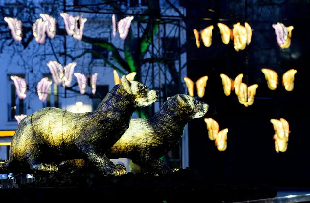 General views of Nightlife by the Lantern Company with Jo Pocock (UK) in Leicester Sq on January 18, 2018 in London, England. Iconic landmarks in Londons West End light up for the astonishing free festival Lumiere London 2018, produced by Artichoke and supported by the Mayor of London. For the next three nights visitors across Londons West End will see 15 celebrated London landmarks in a dazzling new light as they are transformed in a one-off illumination spectacular by acclaimed UK and international artists. (Photo by Eamonn M. McCormack/Eamonn McCormack/Getty Images for Lumiere London)