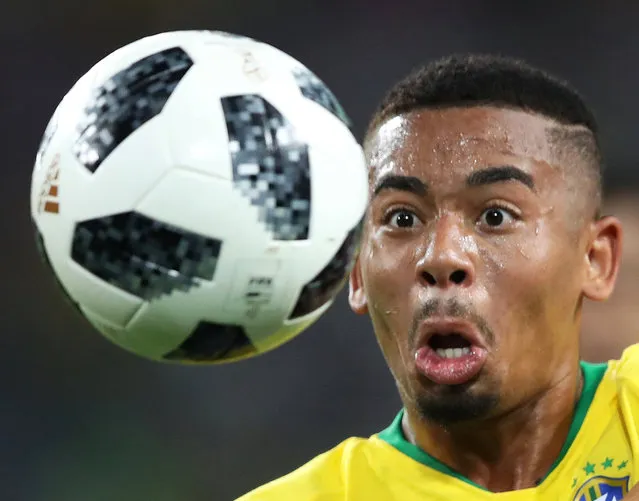 Brazil's Gabriel Jesus in action during the group E match between Serbia and Brazil, at the 2018 soccer World Cup in the Spartak Stadium in Moscow, Russia, Wednesday, June 27, 2018. (Photo by Carl Recine/Reuters)