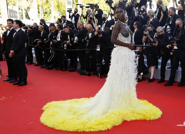 British actress Jodie Turner-Smith poses as she arrives for the screening of the film “After Yang” as part of the Un Certain Regard selection at the 74th edition of the Cannes Film Festival, southern France, on July 8, 2021. (Photo by Gonzalo Fuentes/Reuters)