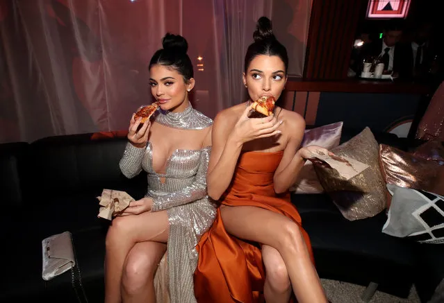 (L-R) Models Kylie Jenner and Kendall Jenner pose during the Universal, NBC, Focus Features, E! Entertainment Golden Globes After Party Sponsored by Chrysler held at the Beverly Hilton Hotel on January 8, 2017. (Photo by Christopher Polk/NBC/NBCU Photo Bank via Getty Images)