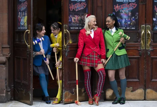 The cast of Heathers The Musical celebrates its first-ever run in Glasgow, Scotland at the King’s Theatre on June 27, 2023, after two seasons in the West End. (Photo by Martin Shields/The Times)